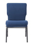 Chivari Indigo Fabric Church Chair with Full Back 20.5" Wide Silver Vein Steel Frame CH20FISV-ZF-T