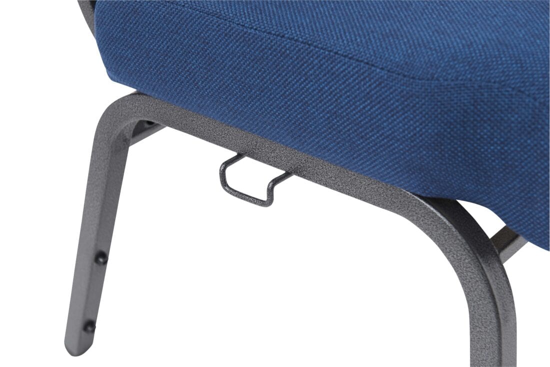 Chivari Indigo Fabric Church Chair with Full Back 20.5" Wide Silver Vein Steel Frame CH20FISV-ZF-T