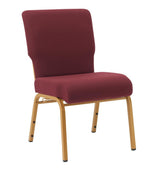 Maroon Fabric Church Chair with Full Back 20.5" Wide Gold Steel Frame