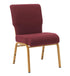 Chivari Maroon Fabric Church Chair with Full Back 20.5" Wide Gold Steel Frame CH20FMG-ZF-T