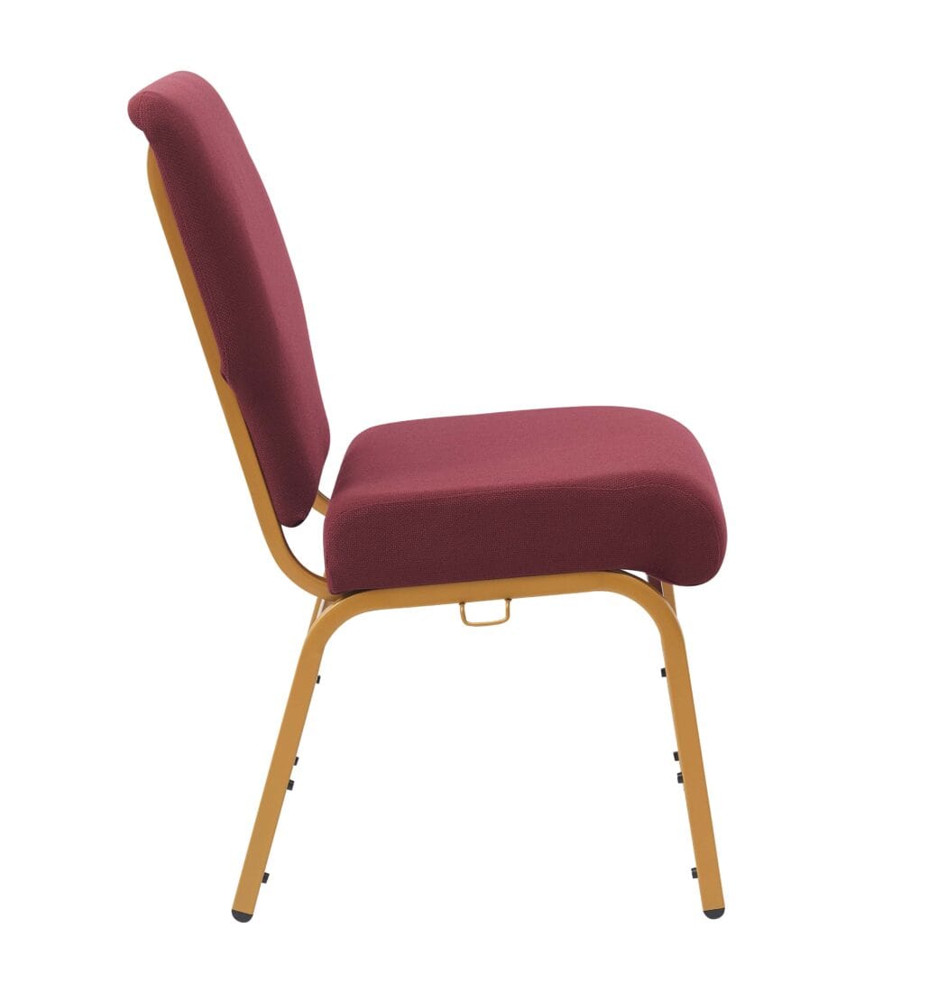Chivari Maroon Fabric Church Chair with Full Back 20.5" Wide Gold Steel Frame CH20FMG-ZF-T