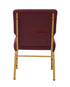 Chivari Maroon Fabric Church Chair with Full Back 20.5" Wide Gold Steel Frame CH20FMG-ZF-T
