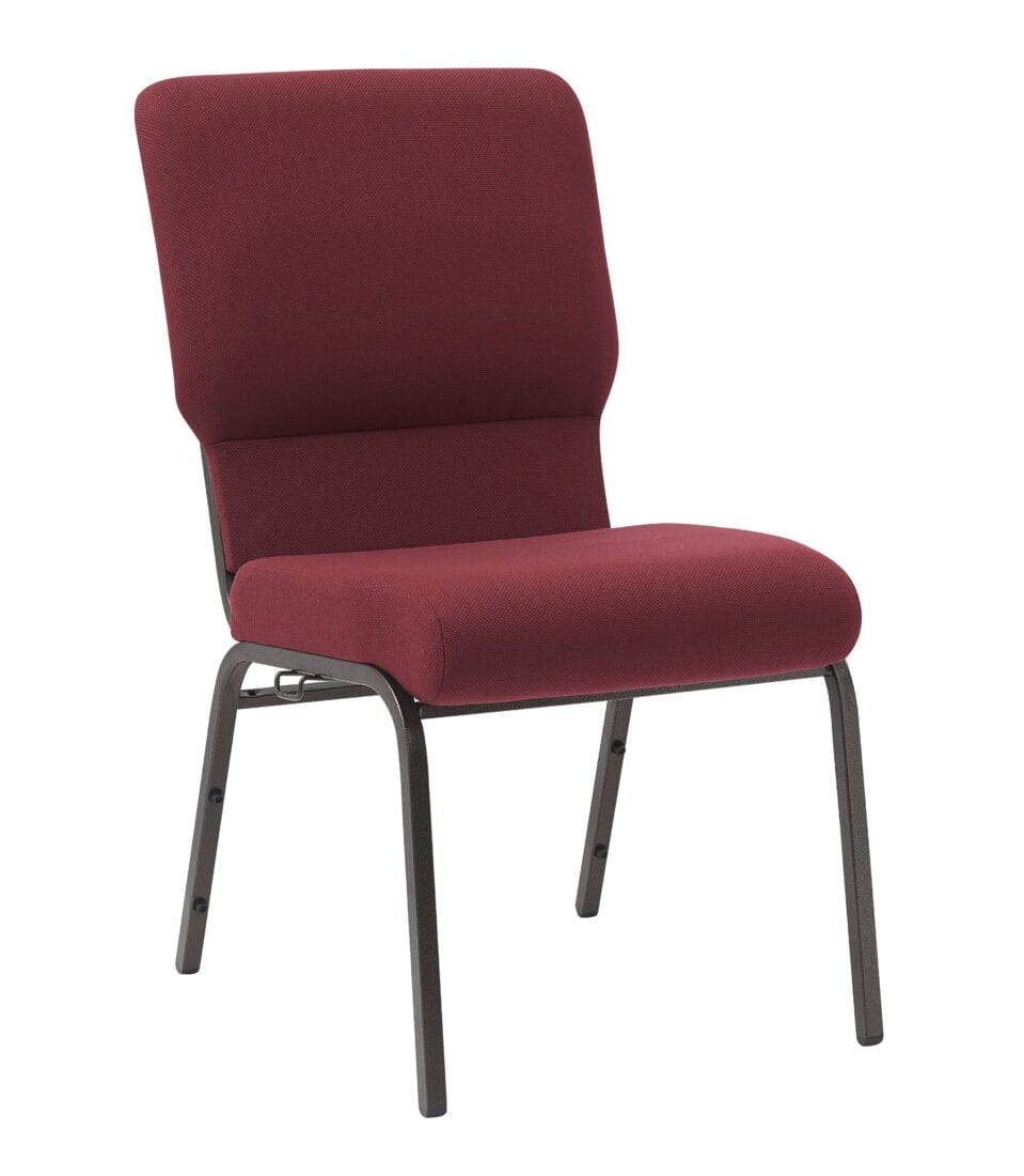 Chivari Maroon Fabric Church Chair with Cut-Away Back 18.5" Wide Gold Vein Steel Frame CH18MGV-ZF-T