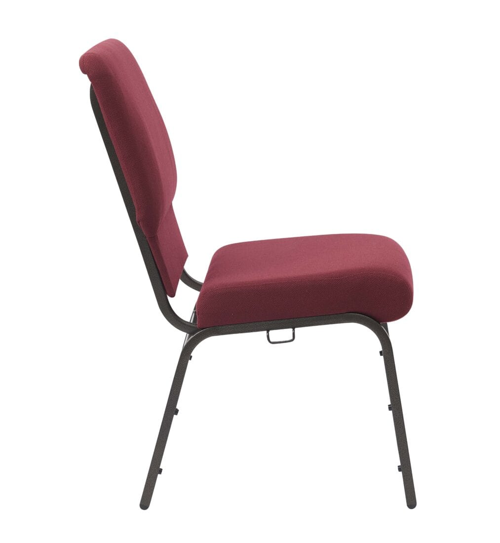 Chivari Maroon Fabric Church Chair with Cut-Away Back 18.5" Wide Gold Vein Steel Frame CH18MGV-ZF-T