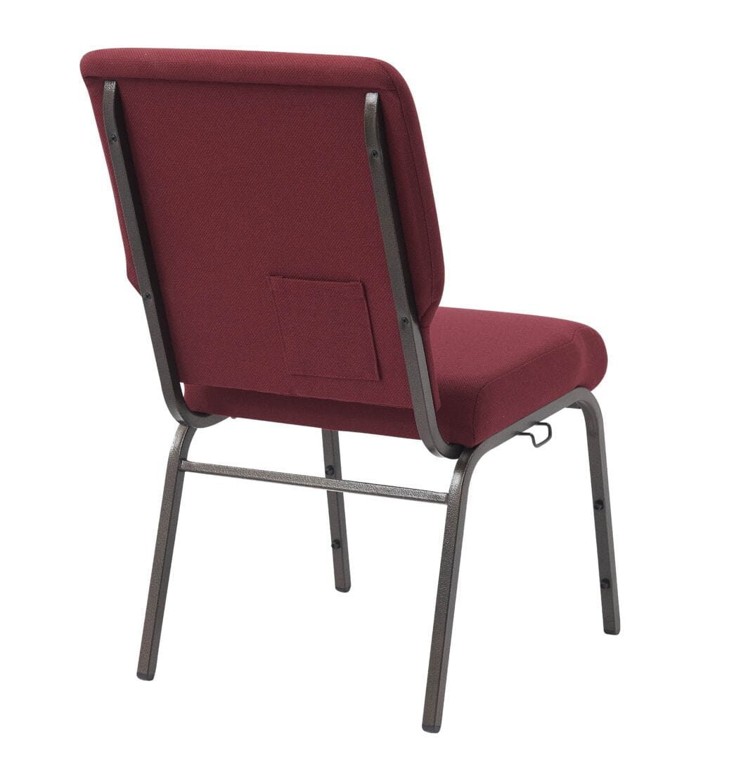 Chivari Maroon Fabric Church Chair with Cut-Away Back 18.5