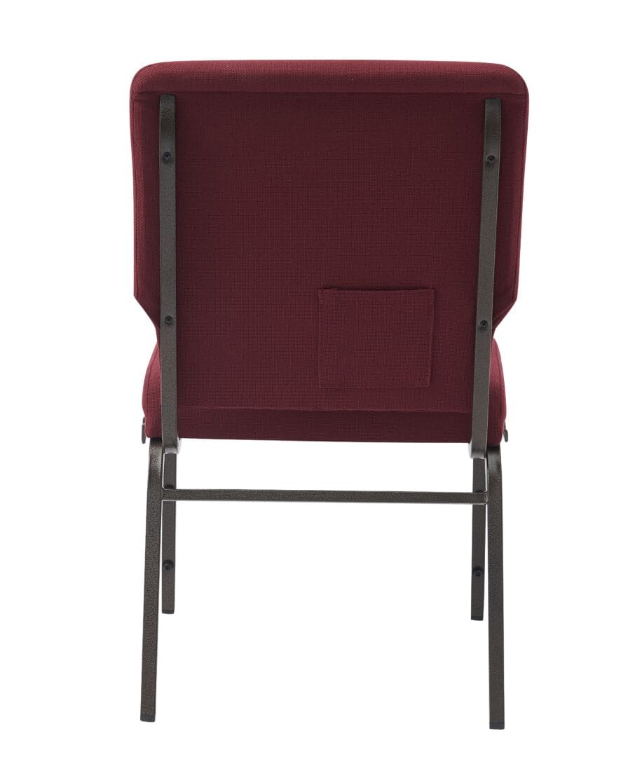 Chivari Maroon Fabric Church Chair with Cut-Away Back 18.5" Wide Gold Vein Steel Frame CH18MGV-ZF-T