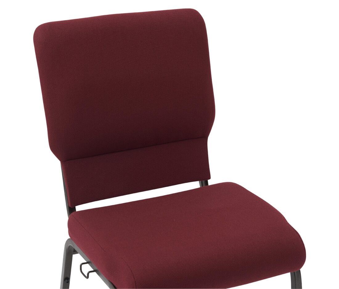 Chivari Maroon Fabric Church Chair with Cut-Away Back 18.5" Wide Gold Vein Steel Frame CH18MGV-ZF-T