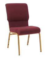 Maroon Fabric Church Chair with Cut-Away Back 18.5" Wide Gold Steel Frame