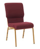 Chivari Maroon Fabric Church Chair with Cut-Away Back 18.5" Wide Gold Steel Frame CH18MG-ZF-T