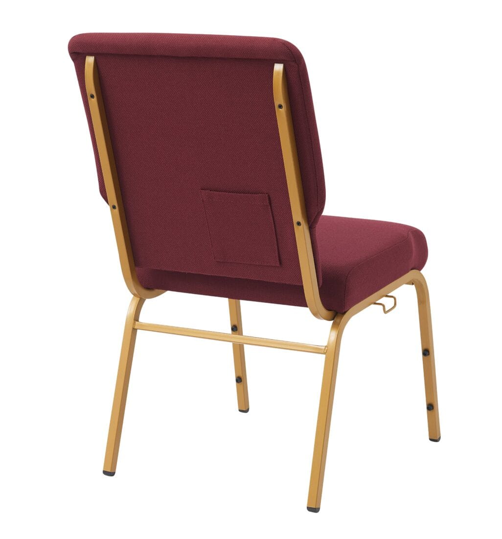Chivari Maroon Fabric Church Chair with Cut-Away Back 18.5" Wide Gold Steel Frame CH18MG-ZF-T