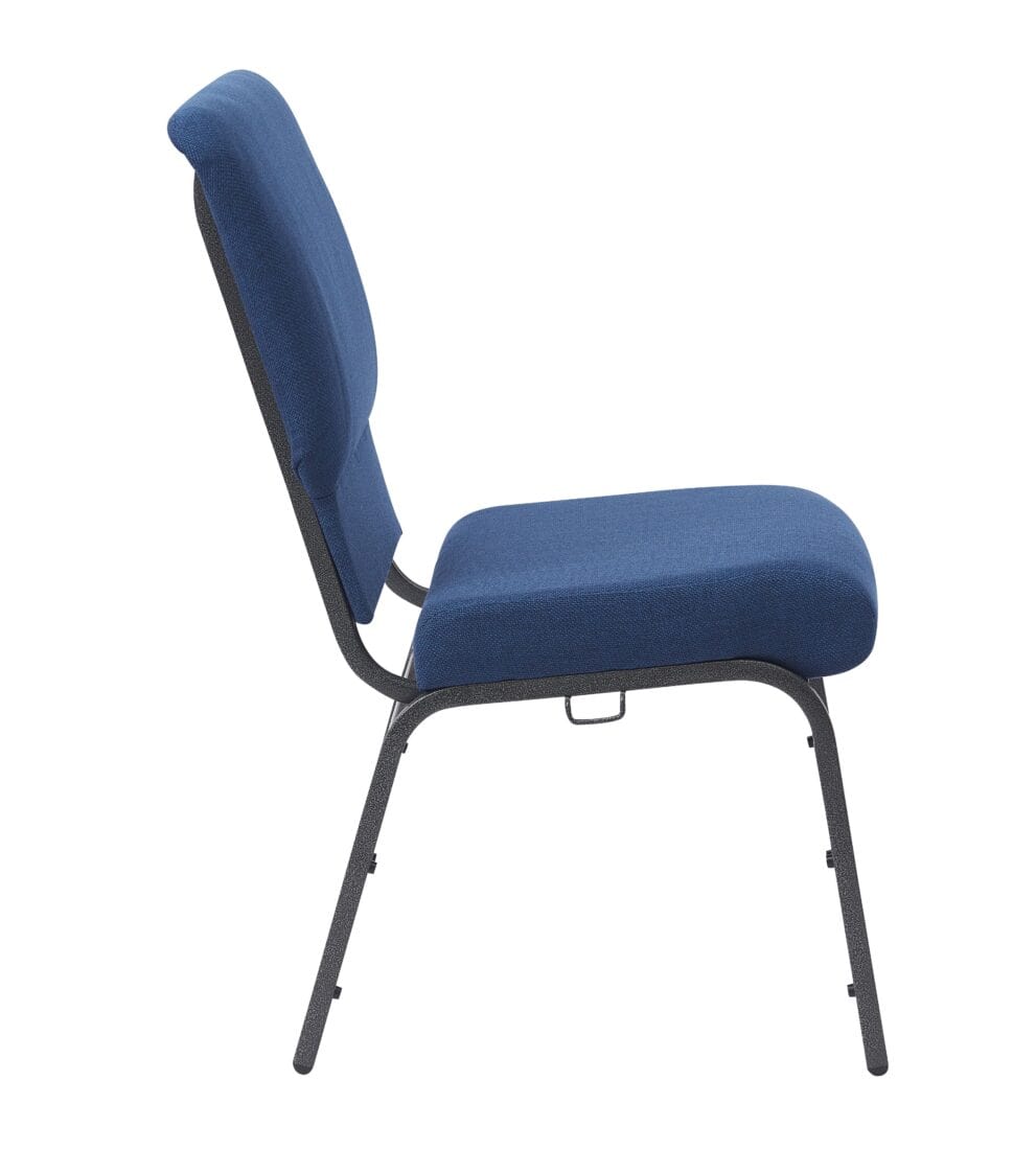 Chivari Indigo Fabric Church Chair with Cut-Away Back 18.5