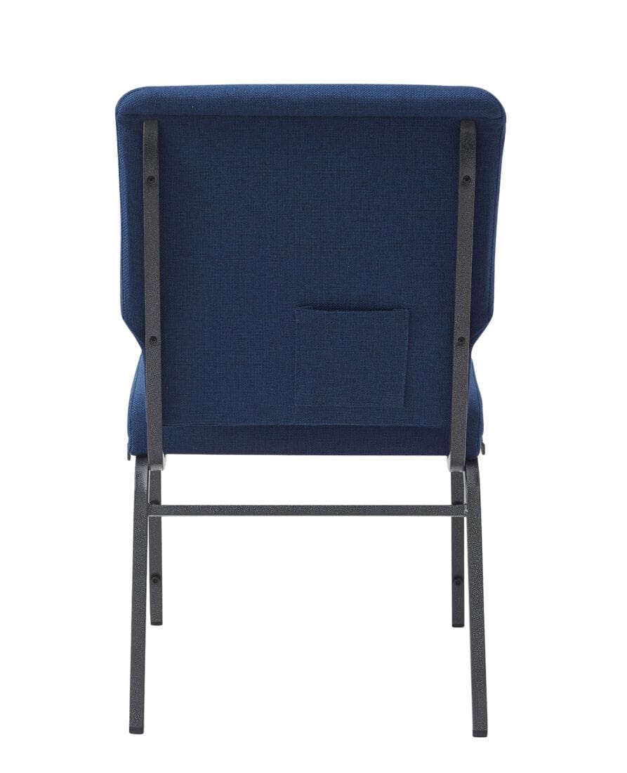 Chivari Indigo Fabric Church Chair with Cut-Away Back 18.5