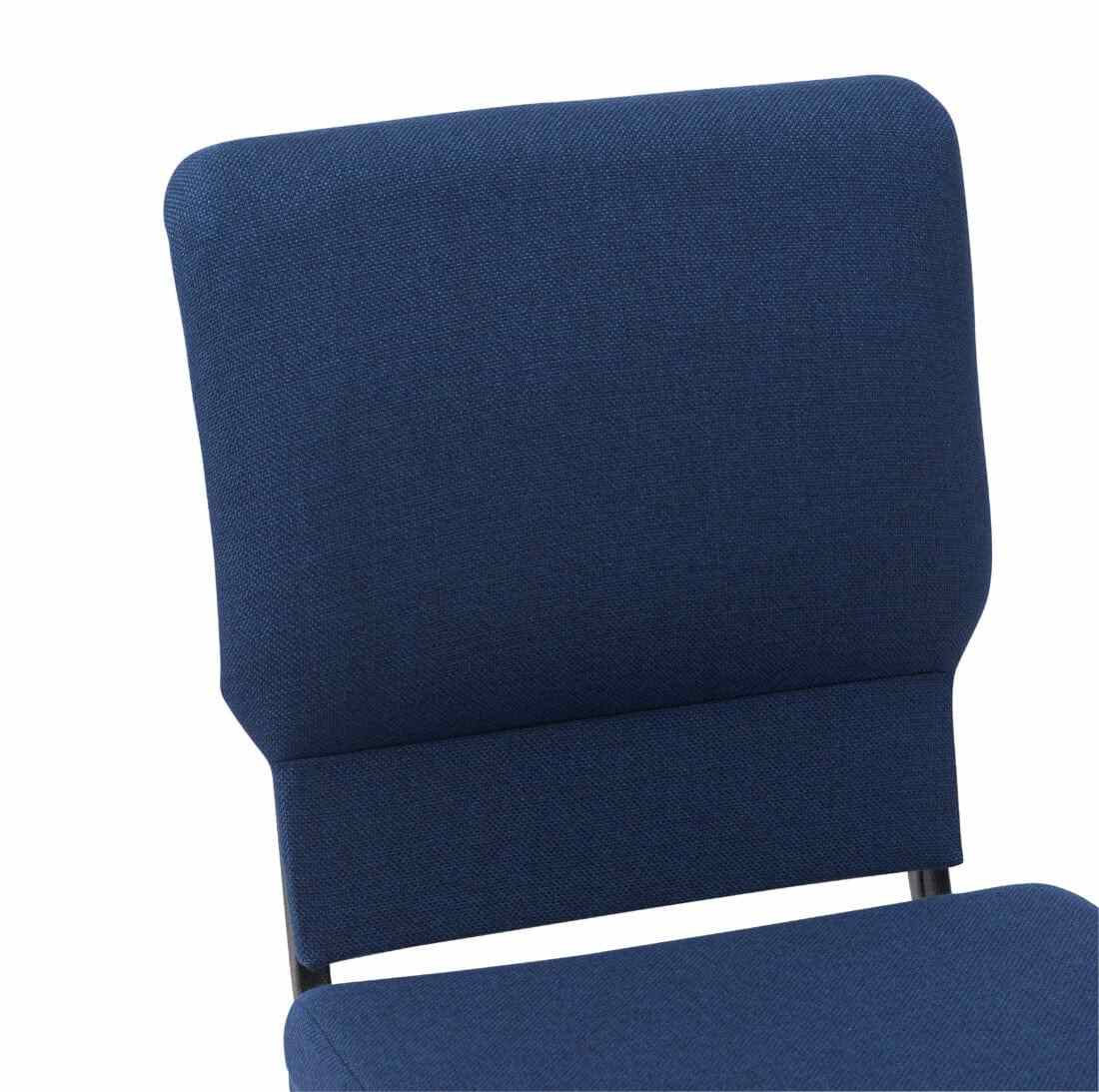 Chivari Indigo Fabric Church Chair with Cut-Away Back 18.5" Wide Silver Vein Steel Frame CH18INSV-ZF-T