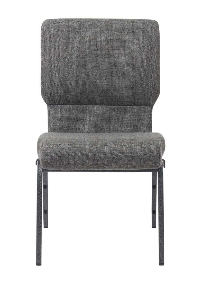 Chivari Gray Fabric Church Chair with Cut-Away Back 18.5" Wide Silver Vein Steel Frame CH18GRSV-ZF-T