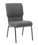 Gray Fabric Church Chair with Cut-Away Back 18.5" Wide Silver Vein Steel Frame