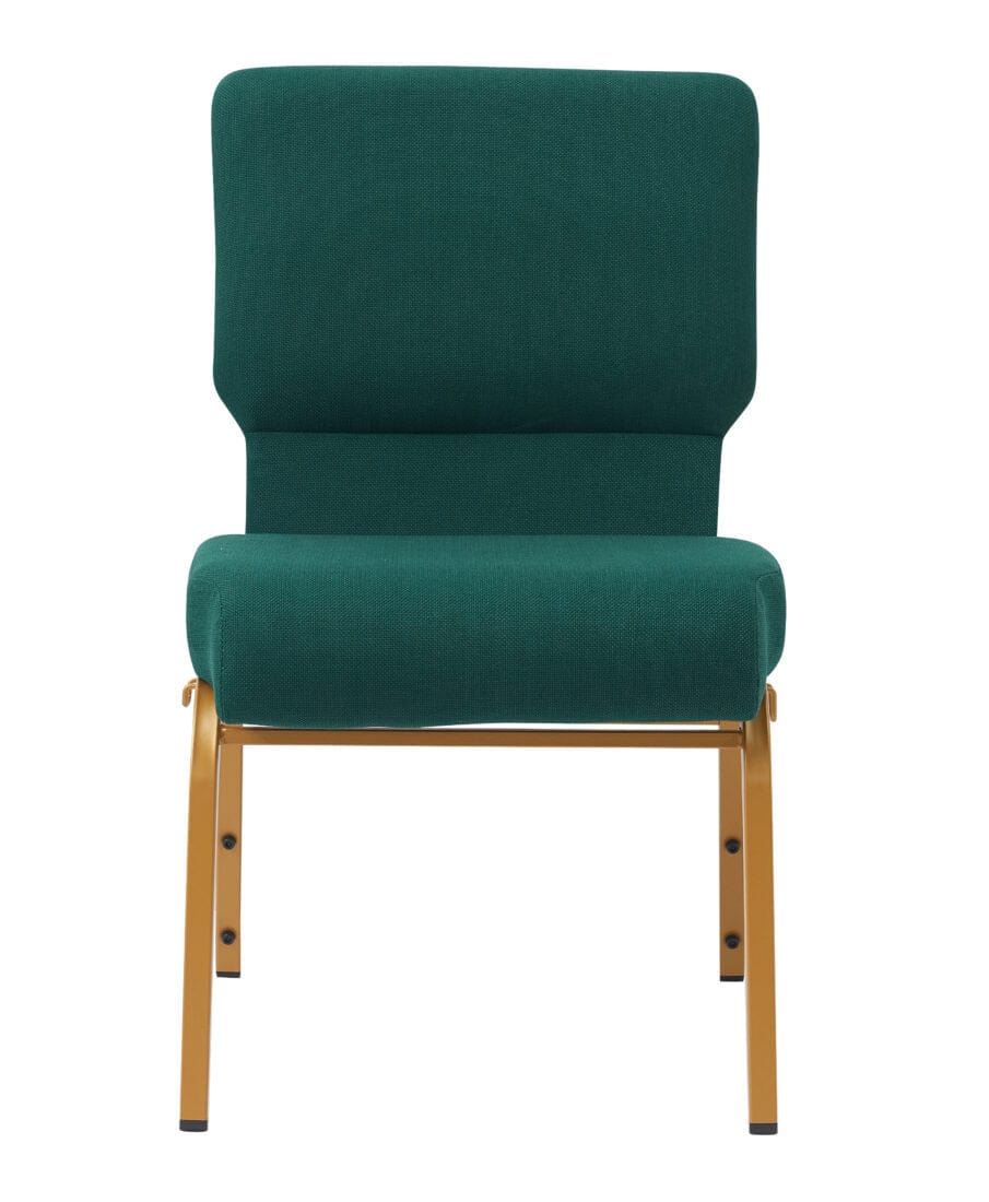 Chivari Green Fabric Church Chair with Cut-Away Back 20.5