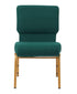 Chivari Green Fabric Church Chair with Cut-Away Back 20.5" Wide Gold Steel Frame CH20GNG-ZF-T
