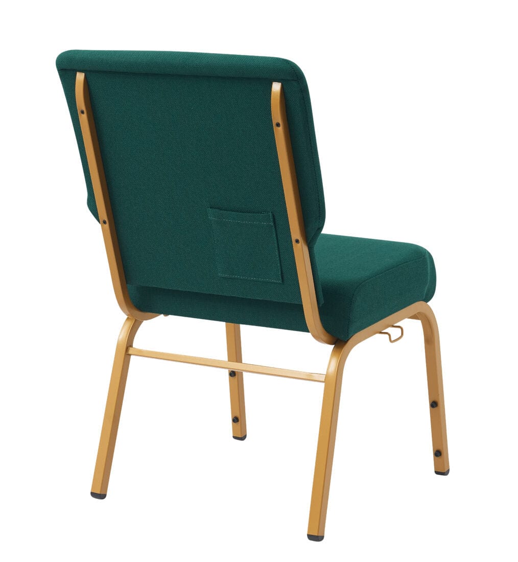 Chivari Green Fabric Church Chair with Cut-Away Back 20.5