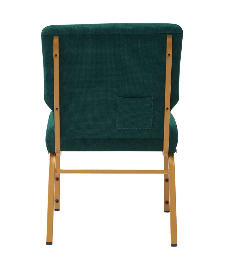 Chivari Green Fabric Church Chair with Cut-Away Back 20.5
