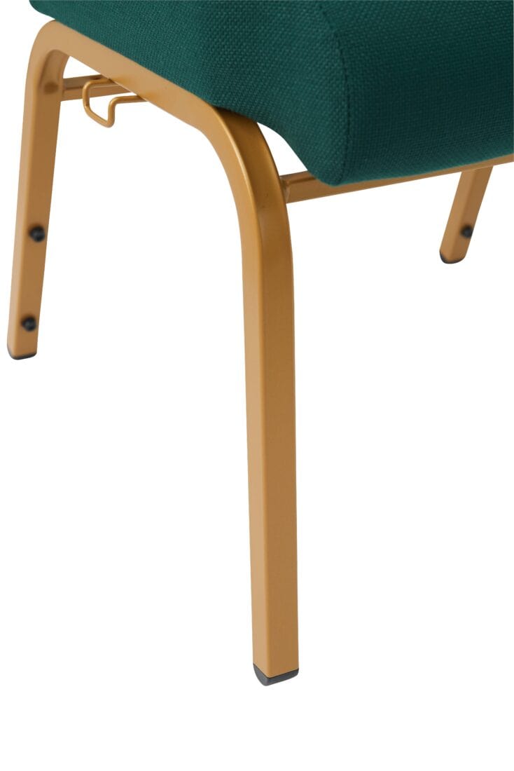 Chivari Green Fabric Church Chair with Cut-Away Back 20.5