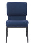 Chivari Cobalt Blue Church Chair with White Dot Fabric Cut-Away Back 20.5" Wide Silver Vein Steel Frame CH20BLSV-ZF-T