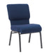 Chivari Cobalt Blue Church Chair with White Dot Fabric Cut-Away Back 20.5" Wide Silver Vein Steel Frame CH20BLSV-ZF-T
