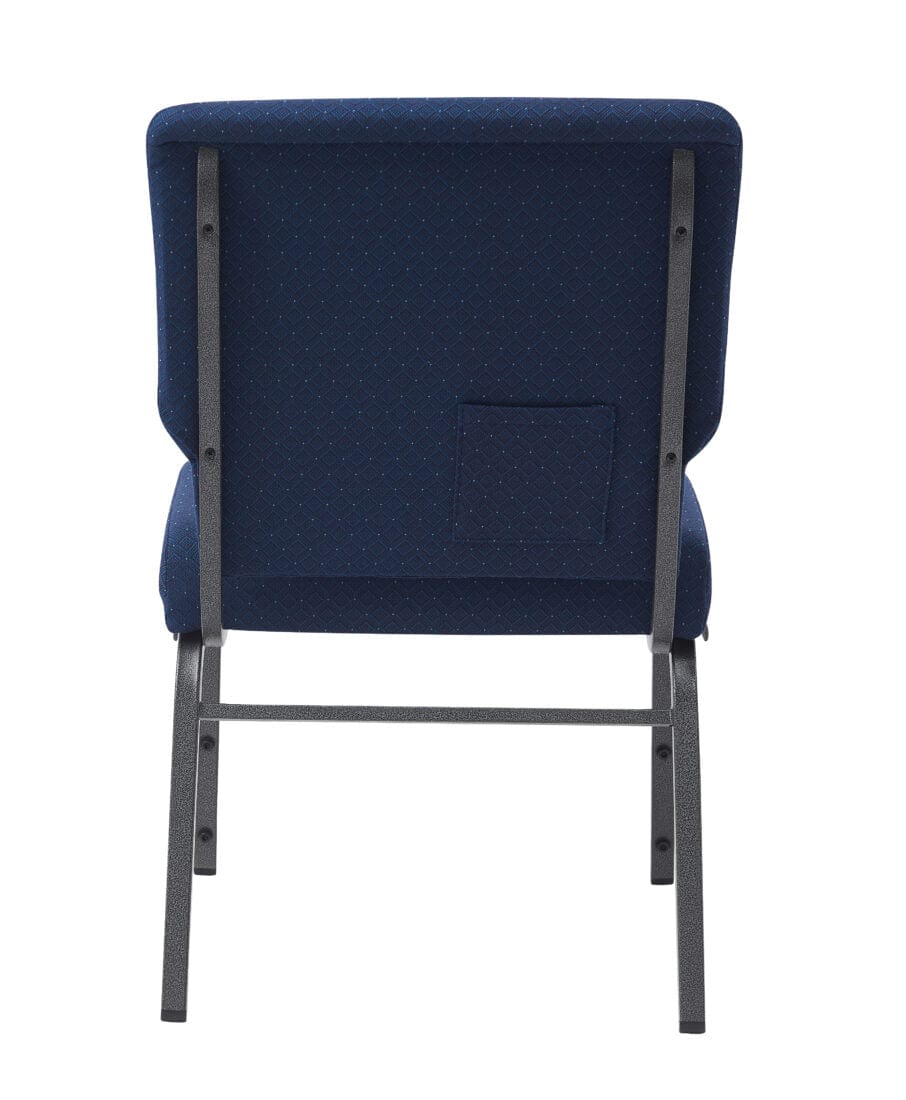 Chivari Cobalt Blue Church Chair with White Dot Fabric Cut-Away Back 20.5