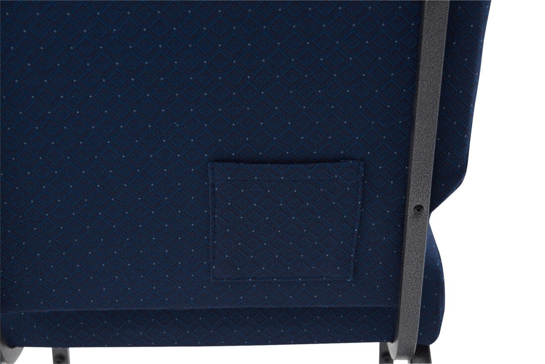Chivari Cobalt Blue Church Chair with White Dot Fabric Cut-Away Back 20.5