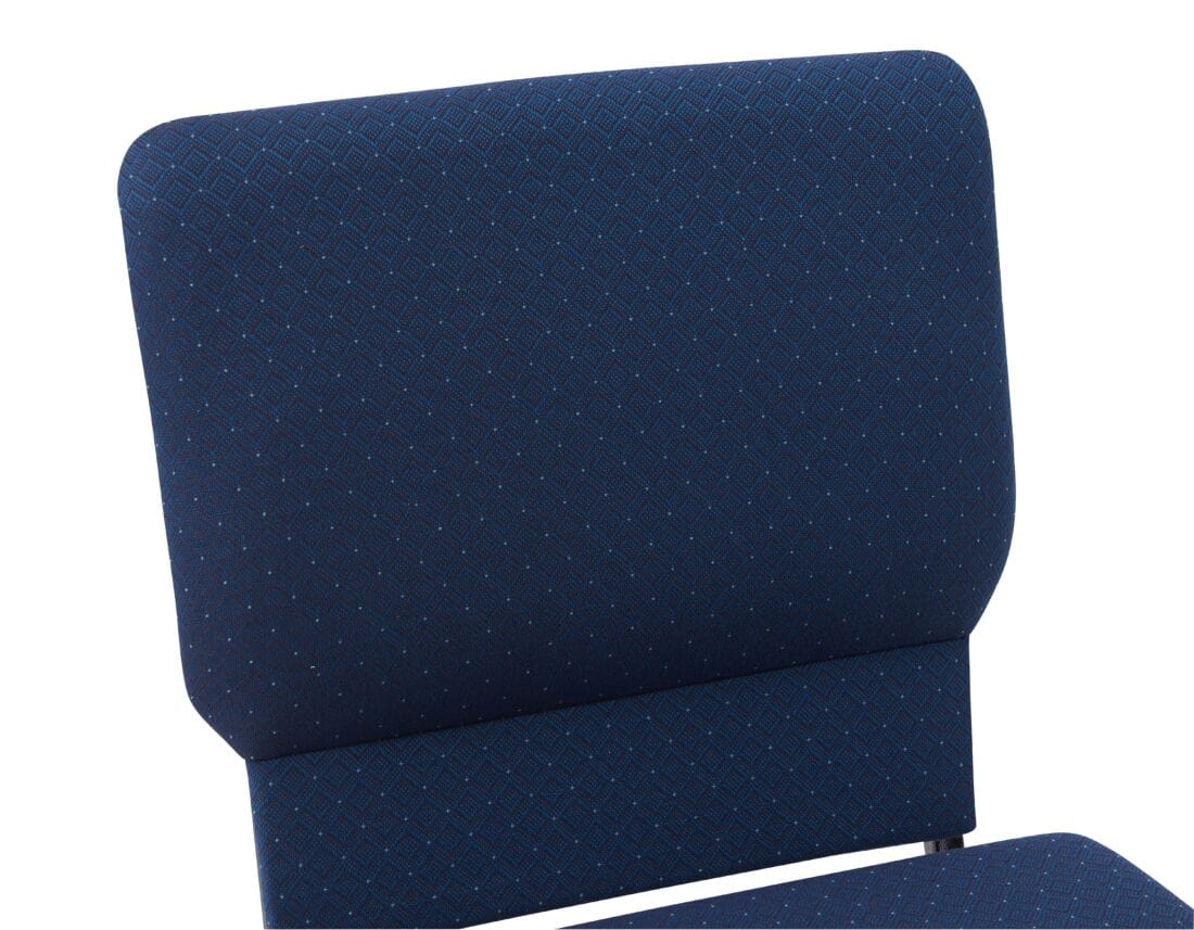 Chivari Cobalt Blue Church Chair with White Dot Fabric Cut-Away Back 20.5