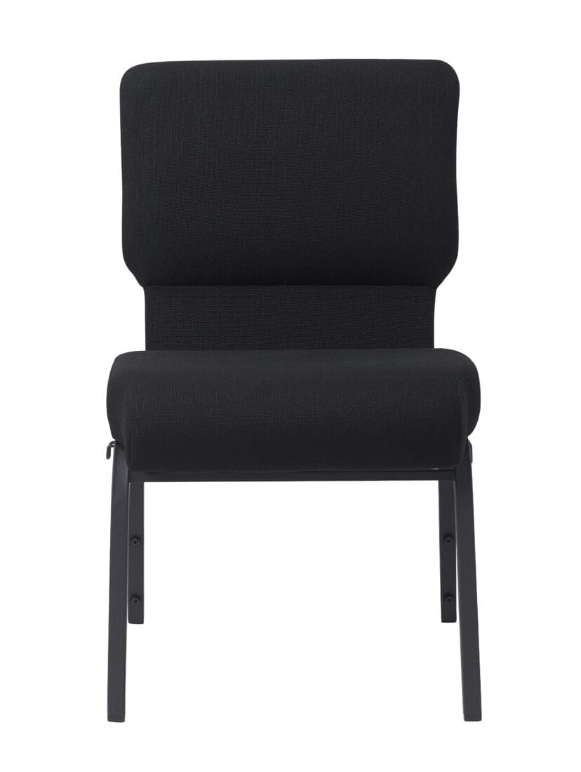 Chivari Black Fabric Church Chair with Cut-Away Back 20.5