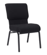 Black Fabric Church Chair with Cut-Away Back 20.5" Wide Black Steel Frame