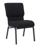Chivari Black Fabric Church Chair with Cut-Away Back 20.5" Wide Black Steel Frame CH20BB-ZF-T