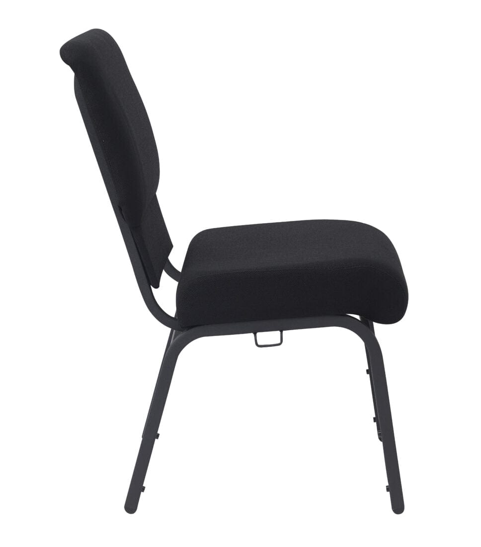Chivari Black Fabric Church Chair with Cut-Away Back 20.5