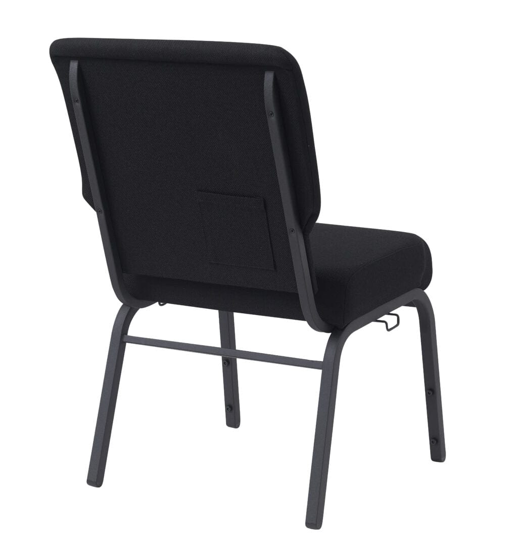 Chivari Black Fabric Church Chair with Cut-Away Back 20.5