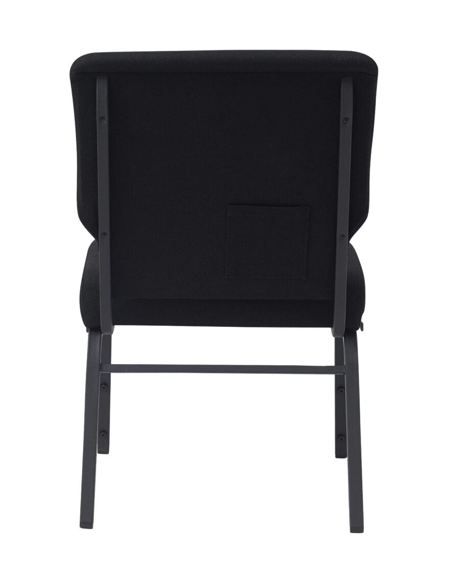 Chivari Black Fabric Church Chair with Cut-Away Back 20.5
