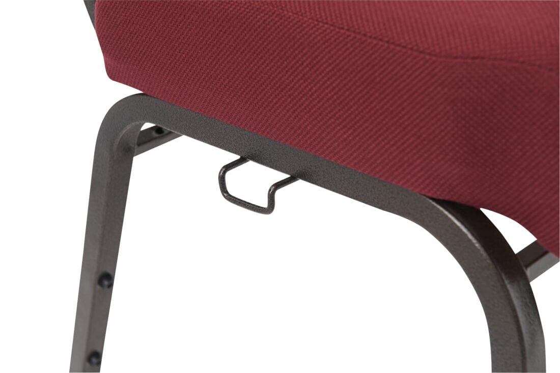 Chivari Maroon Fabric Church Chair with Cut-Away Back 20.5" Wide Gold Vein Steel Frame CH20MGV-ZF-T
