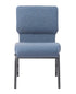 Chivari Light Blue Fabric Church Chair with Cut-Away Back 20.5" Wide Silver Vein Steel Frame CH20LBLSV-ZF-T
