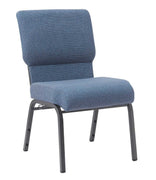 Light Blue Fabric Church Chair with Cut-Away Back 20.5" Wide Silver Vein Steel Frame