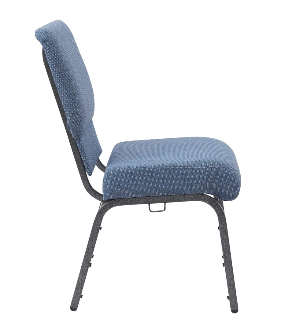 Chivari Light Blue Fabric Church Chair with Cut-Away Back 20.5