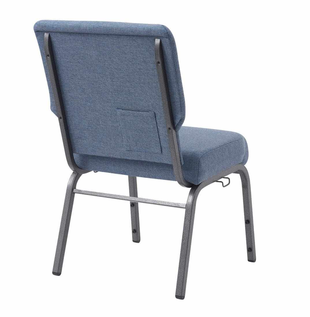 Chivari Light Blue Fabric Church Chair with Cut-Away Back 20.5