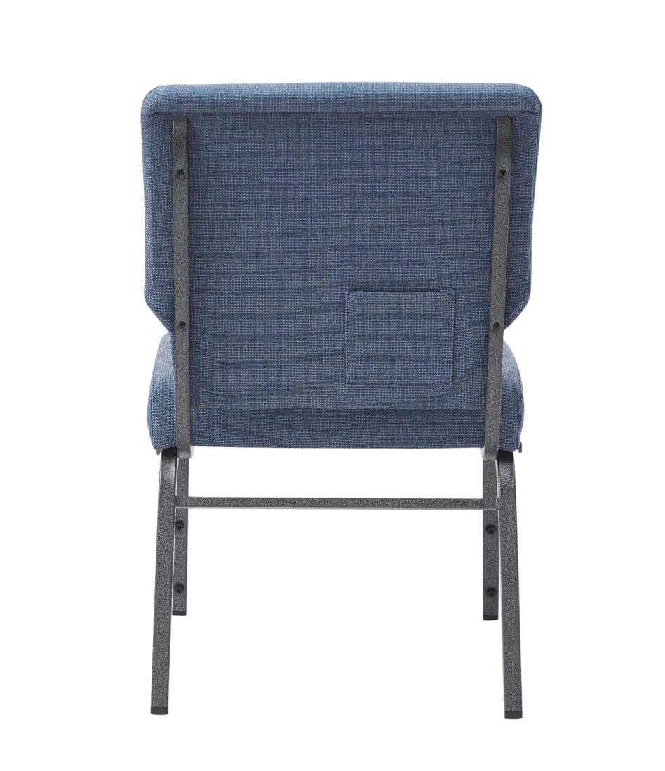 Chivari Light Blue Fabric Church Chair with Cut-Away Back 20.5