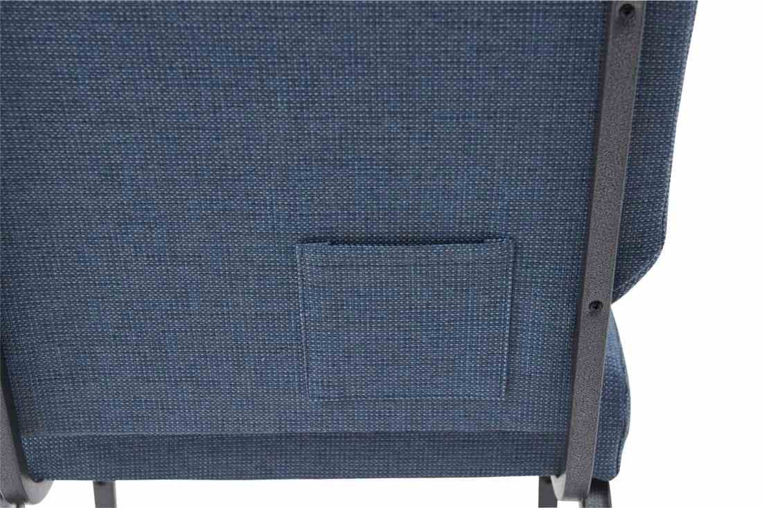 Chivari Light Blue Fabric Church Chair with Cut-Away Back 20.5