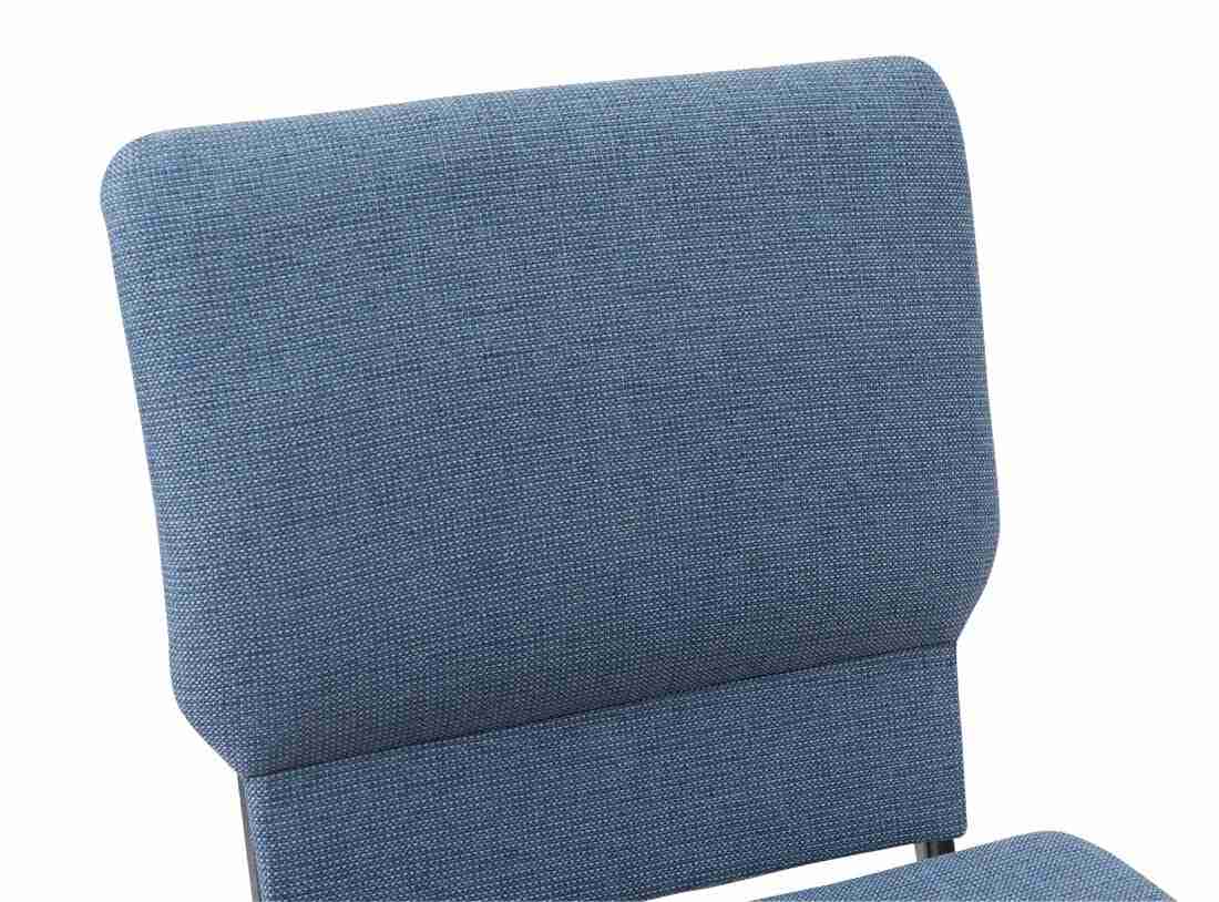 Chivari Light Blue Fabric Church Chair with Cut-Away Back 20.5