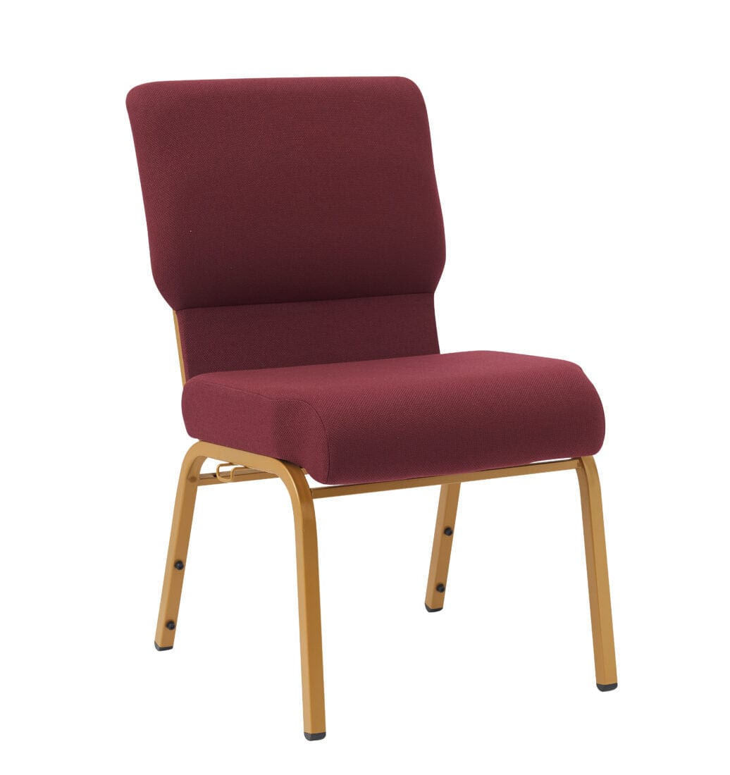 Chivari Maroon Fabric Church Chair with Cut-Away Back 20.5" Wide Gold Steel Frame CH20MG-ZF-T