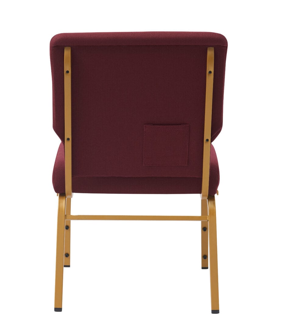 Chivari Maroon Fabric Church Chair with Cut-Away Back 20.5" Wide Gold Steel Frame CH20MG-ZF-T