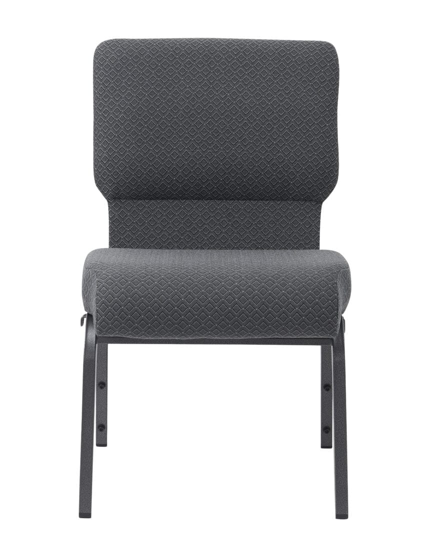 Chivari Dark Gray Fabric Church Chair with Cut-Away Back 20.5
