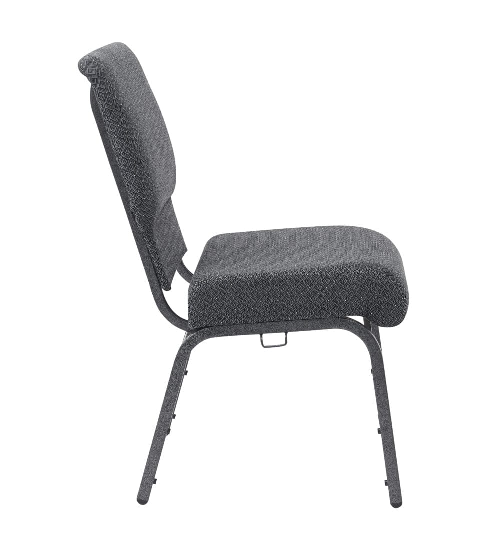 Chivari Dark Gray Fabric Church Chair with Cut-Away Back 20.5