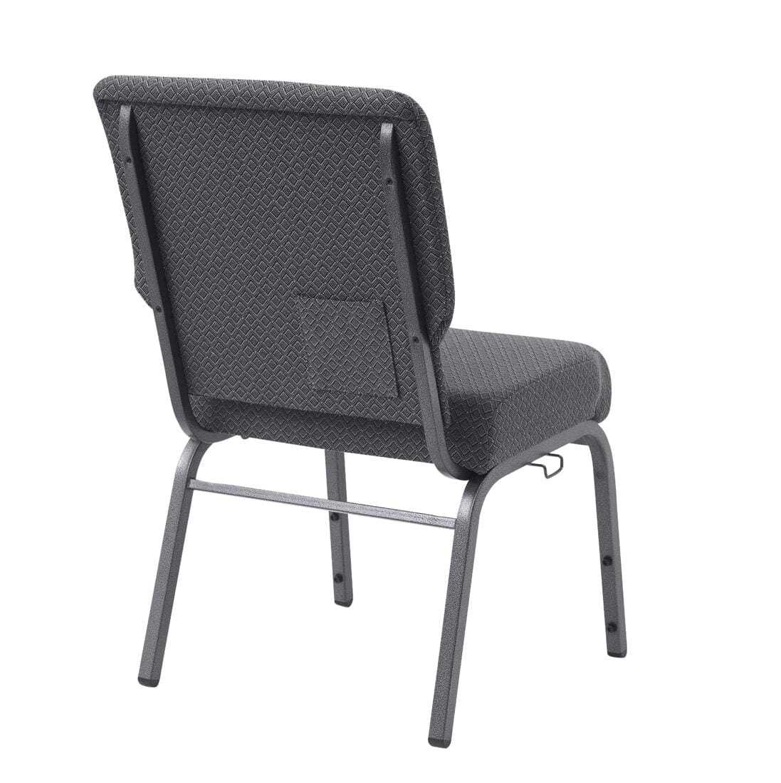 Chivari Dark Gray Fabric Church Chair with Cut-Away Back 20.5