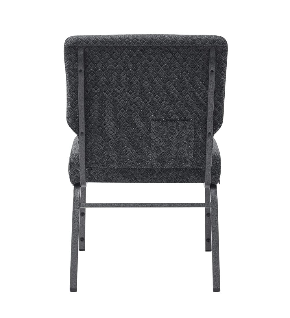 Chivari Dark Gray Fabric Church Chair with Cut-Away Back 20.5