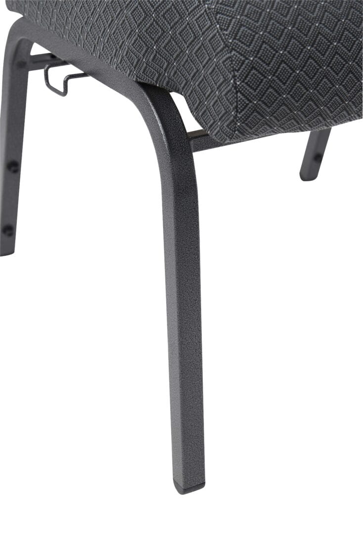 Chivari Dark Gray Fabric Church Chair with Cut-Away Back 20.5" Wide Silver Vein Steel Frame CH20DGRSV-ZF-T